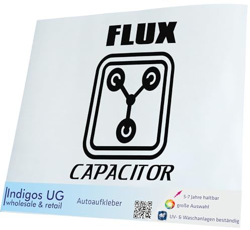 INDIGOS UG Auto Aufkleber Auto - 300x212 mm - Flux Capacitor - schwarz - Selbstklebender Sticker für Auto, Fenster, Bus oder LKW