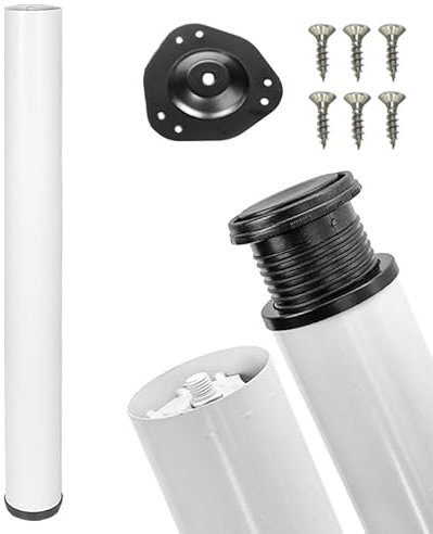 STOLMET Tischbein Höhenverstellbar Metall Schreibtischbein 710 mm Weiß