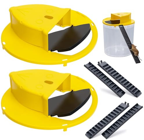 LeKuni 2 Stück Gelber Fassdeckel mit automatischem Deckel, 5 Gallon Eimer Kompatibel Hochwertiges Umweltfreundliches Material für Indoor-Küche Hausgarten, automatischer Reset(Enthält keinen Eimer)