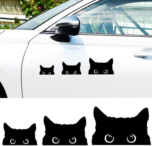 Divertente Gatto Auto Adesivi e Decalcomanie 3pcs, Carino Auto Decalcomanie Paraurti Adesivi per Auto Moto Finestra Porta
