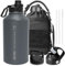 OneTigris Gourde en acier inoxydable, bouteille d'eau 2L haute capacité, bouteille de sport avec un bon effet isolant pour vélo, camping, yoga, salle de sport, airsoft, Gris, 64OZ