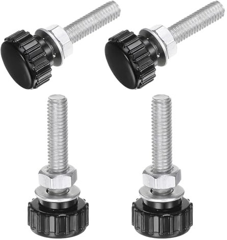 QUARKZMAN Lot de 4 Boutons Moletés à Vis M6 x 30 mm Avec Écrous et Rondelles, Poignées de Serrage en Plastique, Vis à Main, Noir