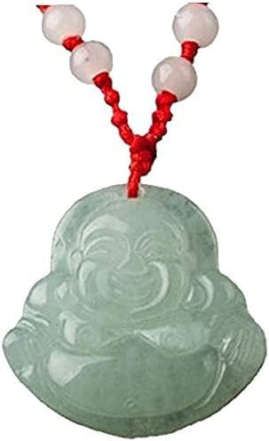 SquarezhenBo Grüner Jade Anhänger, Glücksbringer-Halskette, Buddha, Perlen, Unisex, Erwachsene, Halskette
