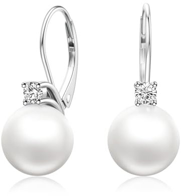 LANBEIDE Perlen Ohrringe, 925 Sterling Silber Hängend Ohrringe mit Perlen Kristalle Für Frauen Schmuck Geschenke