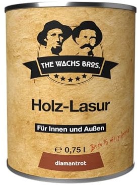 the wachs bros. Holzlasur für Innen und Außen - 0,75 L - Holzlasur Rot - natürliche Inhaltsstoffe - dauerhafter Schutz