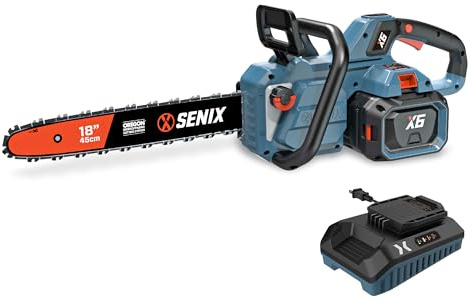 SENIX Chainsaw|60V 18 Battery Chainsaw|Brushless Electric Chainsaws|Cordless Chain Saw with 4Ah Battery & Charger|Garden Tool for Trees, Pruning, Branch Trimming, Best Gifts for Man, CSX6-M1