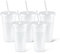 Reusable Glitter Cups with Lids and Straws Plastic Tumblers Travel Mugs for Adults to Drink Water Coffee Smoothie Beverages at Parties- 710ml Pack of 5 White
