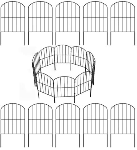 My Link Decorative Garden Fence Fencing 10 Panels,10ft (L) x 24in (H) Rust-Proof Metal Wire Border Animal Barrier for Dogs Metal Fence Panels for Garden Outdoor.