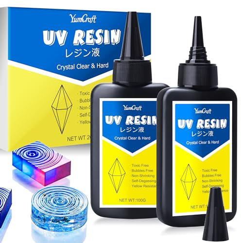 UV Harz - 200g Klar UV Harz Schnellhärtende UV Kleber für Schmuckherstellung, Harzformen, Basteln - Geruchsarmerz Blasenfreies Harte UV Epoxidharz für DIY Schmuck, Gießen, Anhänger, Malen