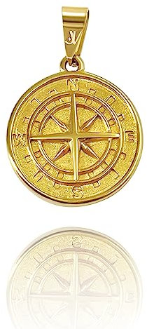 JVillion Kompass Anhänger Gold Nordstern Streetwear Schmuck stilvolles Design Geschenk Männer
