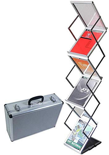Zeitschriftenständer 6-teiliger Ausstellungsständer Doppelseitige Blätter Klappbarer Zeitschriftenboden Tragbarer Prospekthalter Zeitschriftenhalter (Farbe: Silber, Größe: 25 x 145 cm), 25 x 145 (SI