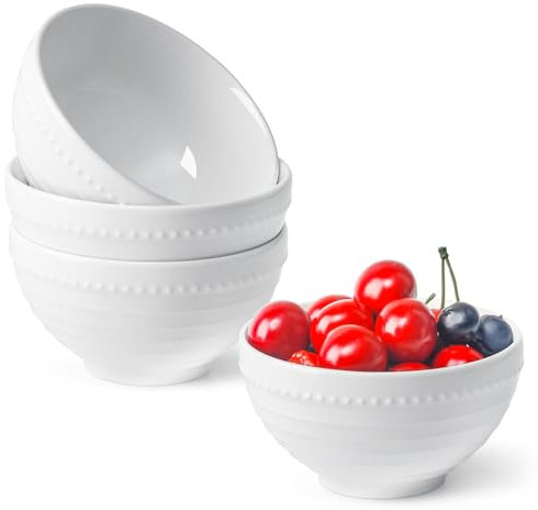 NUTRIUPS Lot de 4 petits bols en céramique de 11 cm, bol à tapas, bol à goûter blanc de 300 ml