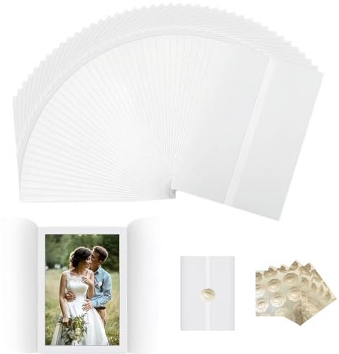 55Pcs Pre-Folded Vellum Jackets for 5x7 Cards with Sealing Stickers | Translucent vellum paper wrap with 5 stickers, for wedding invitations, DIY Crafts & birthday