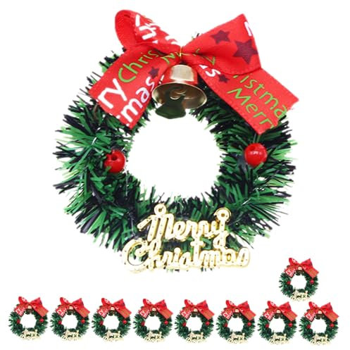 Beatifufu 10 Stück Miniatur-Weihnachtskranz dekorativer Weihnachtskranz für Zuhause Winterdekoration Kleiner Kranz für Baum -Dekorationen im Bastelstil