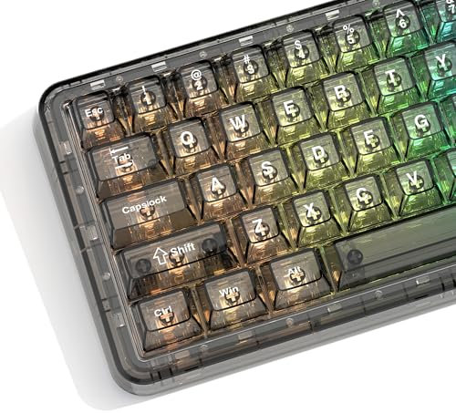 dagaladoo Grey Clear keycaps,Transparent keycaps 60 75 100 Percent,Ceramic Jelly Key caps Set,Shine Through Key caps.,MDA Profile Keyboard Key Cap for Mx Switches Mechanical Keyboard(115key)
