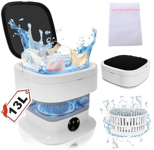 Portable Mini Waschmaschine Mit Schleuder - 14L 40W Camping Waschmaschine Mini Washing Machine Faltbare, Kleine Waschmaschine Mobile Waschmaschine für Babykleidung Unterwäsche Reise(Wäschesäcke)