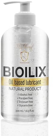 MyGlamy Bioilix Gleitgel Gleitmittel Gleitöl für Intimbereich -ohne Parabene Wasser Glyzerin- für Sex 200ml Naturprodukt Naturöl natürlich Vitaminen A D E K Omega-3