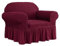 Stretch-Sesselbezug mit Rock, elastischer Sofa-Schonbezug für Wohnzimmer, Eckcouch, Rot, 235 x 300 cm