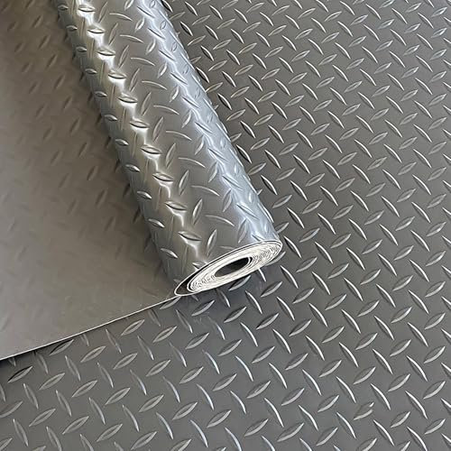TRAGLO Garagenbodenmatte, 1,5 mm Dicke PVC-Garagenbodenrolle, rutschfeste Parkschutzmatte für unter Autos, Wohnwagen, Werkstätten, Golfwagen(Gray,1.5x1m)