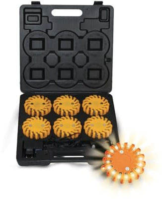 LEDWORK LOT DE 4 MALLETTE DE 6 BALISES DE SIGNALISATION LED RECHARGEABLE IP65 (4 pièces)