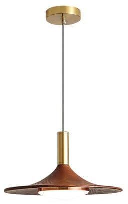 NICRX LED Lámpara Colgante Rústico,Altura Ajustable Diseño Imitación de Madera 35cm Pantalla de Lámpara,3 Colores Regulables(3000K/4000K/6000K)Lampara Techo para Salon,Comedor,Dormitorio,Cocina (35cm)