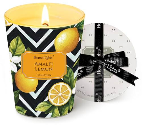Home Lights Duftkerzen im glas 190g Soja Kerzen 1-Wick Kerzengläser Aromatherapie, Rauchfrei, 40h vollverbrannte Duftkerze Amalfi-Zitrone