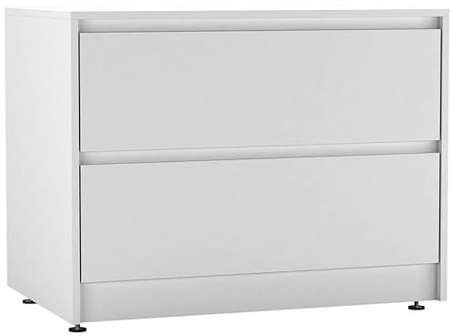 URBNLIVING 2 Drawer Chest Cabinet with Adjustable Feet, Modern Engineered Wood Dresser Unit with Smooth Glide Drawers, Compact Sideboard for Bedroom, Living Room, or Hallway Storage