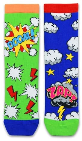 United Oddsocks Kids Odd Pair – 1 Pair of Mismatched, Cotton-Rich Socks | Bold Themes (Floral, Animal, Pattern, etc.) – Fits UK 12–5.5, EUR 30.5–38.5, US 13.5–8 – Unique Gift for Kids