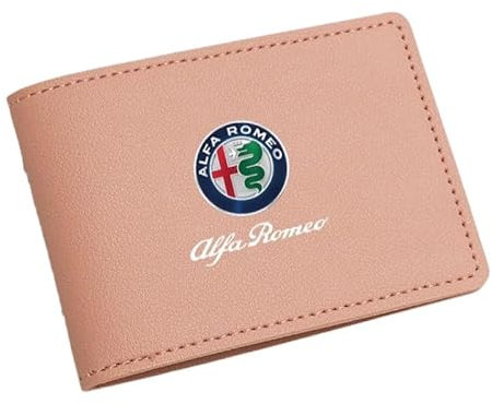YIXIEDING Fahrzeugschein Schutzhülle für Alfa Romeo Junior Ibrida Q4 2025, Führerscheinhülle mit transparentem Sichtfenster, Kreditkartenetui, Premium Kunstleder,Pink