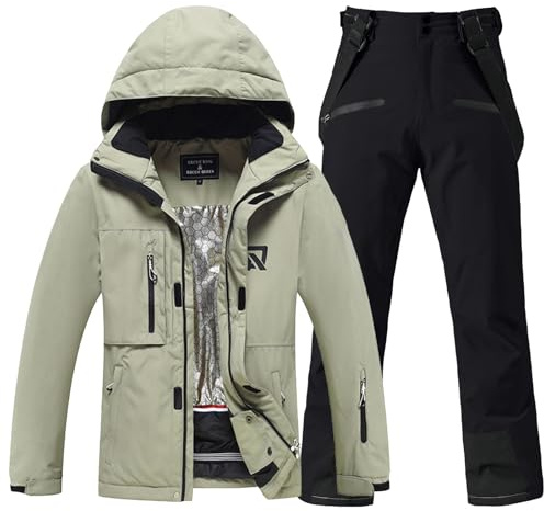 Damen Schneeanzug Damen Skijacke & Skihose Set mit Abnehmbare Kapuzen