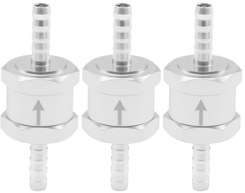 Hoypeyfiy 3 Stück 6mm Kraftstoff Rückschlagventil, Aluminiumlegierung Ventil Rückschlagventil mit 6 Federklammer, für Kraftstoffsysteme von Kraftfahrzeugen Schiffen