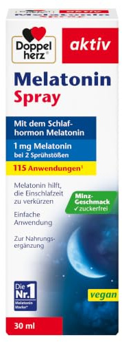 Doppelherz Melatonin Spray - mit Minz-Geschmack | 1 mg Melatonin bei 2 Sprühstößen- zuckerfrei mit angenehmen Minzgeschmack - 30 ml
