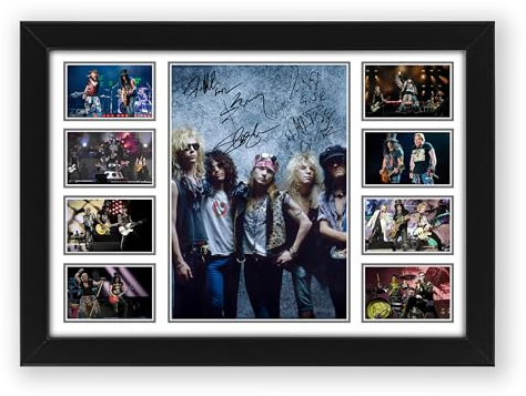 Guns N' Roses Signed Poster Print - Limited Edition (1 of 999) Rock Memorabilia - Axl Rose & Slash Autograph Reprints Collectible Wall Art Merchandise (A3 Framed)