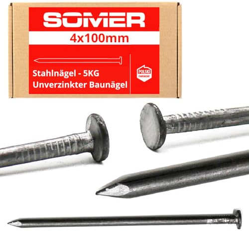 SOMER Nägel 5 kg, 4,0 x 100 mm, Bau- und Tischlerstifte, universell einsetzbare Drahtnägel