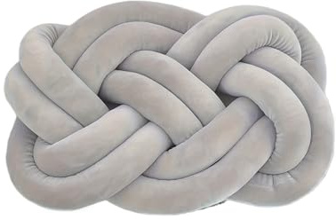MRVAKDYDI Weiches Knot Ball Kissen, Handgewebtes geknotetes Kissen, Mehrfarbig, 35 x 45 cm(Grey)