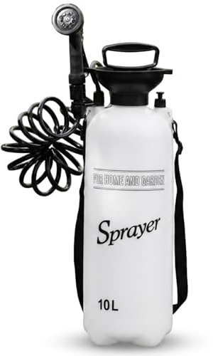 Douche portative, Douche de Camping Portable, douches de Camping Blanches 10 L avec Pistolet pulvérisateur à 10 Fonctions et Tuyau 9, 84 Pieds, idéales pour la randonnée en Plein air, Le