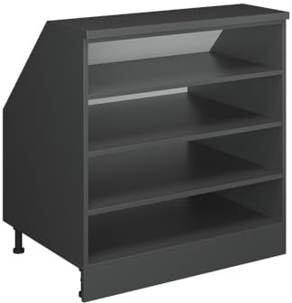 Vicco Küchenschrank für Dachschrägen R-Line, Anthrazit, 80 cm mit 4 Fächern, Schrankkorpus 60 cm Tiefe, zur freien Kombination innerhalb modularer Küchensysteme