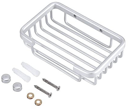 Yosoo Seifenhalter, Seifenschale zur Wandmontage Aufbewahrungskorb Seifenablage aus Aluminium für Badezimmer Duschen - ca. 128 x 88 x 30 mm