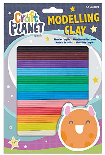 Craft Planet Modelling Clay - 12 Colours for Model Making, Plasticine, Playdoh Alternative, Toys, Jewellery Making, Figures & Characters, Gifts