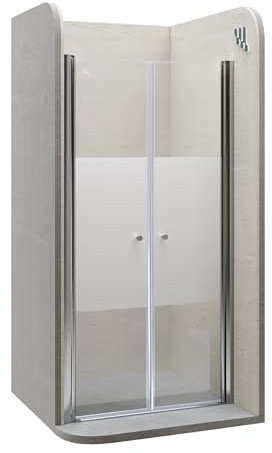 i-flair Duschtür LIMA 80x180 cm | Verstellbereich 80–84 cm – 6 mm ESG Sicherheitsglas, Nanobeschichtung, Teilsatiniert
