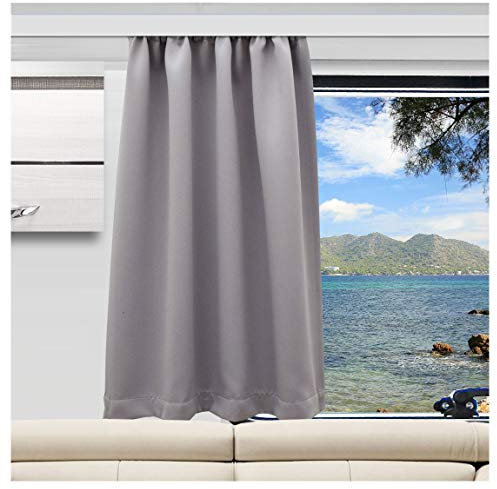 SeGaTeX home fashion Wohnmobil Caravan-Vorhang Mattis grau Verdunklungsdeko Wohnwagengardine mit Reihband (Höhe & Breite nach Maß)