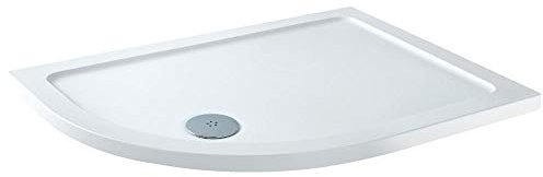 Milano Lithic White Low Profile Left Hand Offset Quadrant Shower Tray - 900mm x 760mm