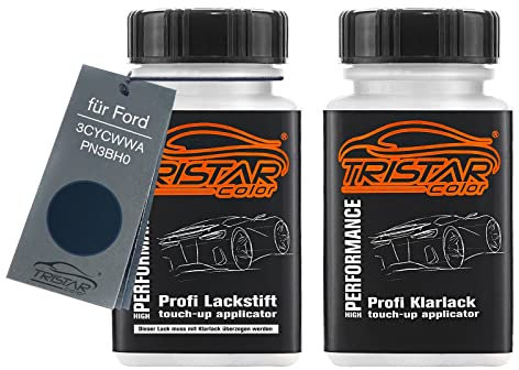 TRISTARcolor Autolack Lackstift Set für Ford 3CYCWWA / PN3BH0 Atlantikblau Metallic/Azul Egeo Metallic Basislack Klarlack je 50ml