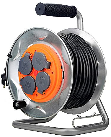 Enrouleur de chantier IP44 4 prises 16A 3G2,5mm² - Orange - Zenitech (25m)