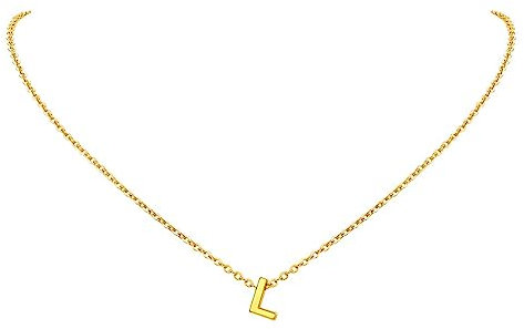 FindChic Collier Pendentif pour femme avec Initiale Lettre L Acier Inoxydable Collier Or Chaine Fine charm L 40+5cm