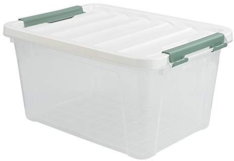Gloreen 20L Clear Storage Box with Lid, Multipurpose Plastic Container Box with Handle, F