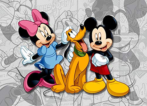1art1 Mickey Mouse Mickey, Minnie and Pluto Poster Papier Peint Intissé Premium 160x110 cm