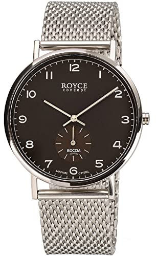 Boccia Herren Analog Quarz Uhr mit Edelstahl Armband 3642-02