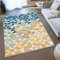 TAPISO Lazur Teppich Kurzflor Geometrisch Figuren Dreieck Grau Creme Blau Gelb Wohnzimmer Schlafzimmer Modern Design ÖKOTEX 140 x 190 cm