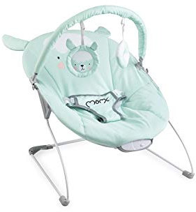 MoMi GLOSSY Babywippe für Babys bis 9 kg weiche Polsterung Metallrahmen AntirutschFüßchen Haltegurt Abmessungen 58 x 49 x 53 cm Sensorisches Modul für kreative Kinderförderung, Lama
